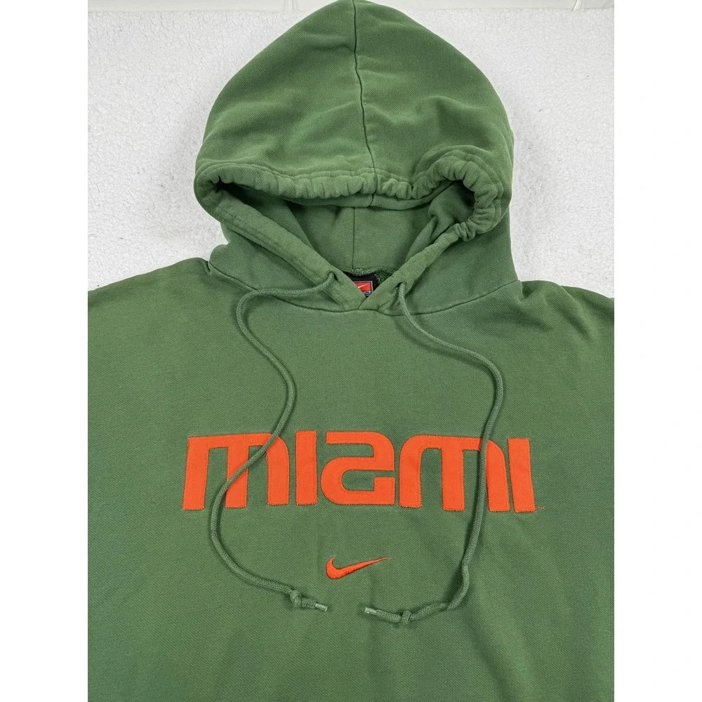 Vintage Miami Hurricanes Hoodie Sweatshirt Mens XL Green NCAA Football Nike 90s